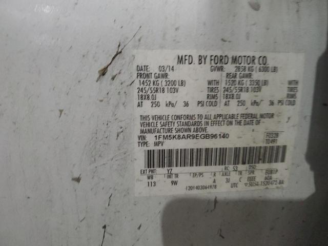 1FM5K8AR9EGB96140 - 2014 FORD EXPLORER POLICE INTERCEPTOR WHITE photo 14