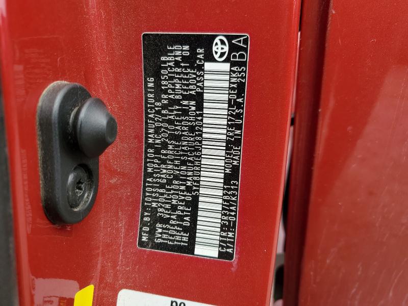 5YFBURHE6JP812041 - 2018 TOYOTA COROLLA L 红色 照片 12