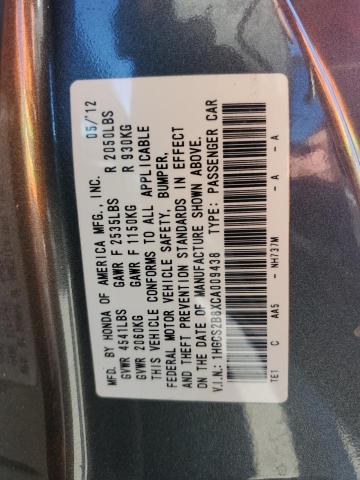 1HGCS2B8XCA009438 - 2012 HONDA ACCORD EXL GRAY photo 12