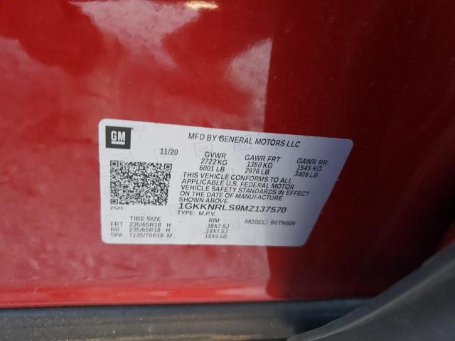 1GKKNRLS9MZ137570 - 2021 GMC ACADIA SLE 红色 照片 13