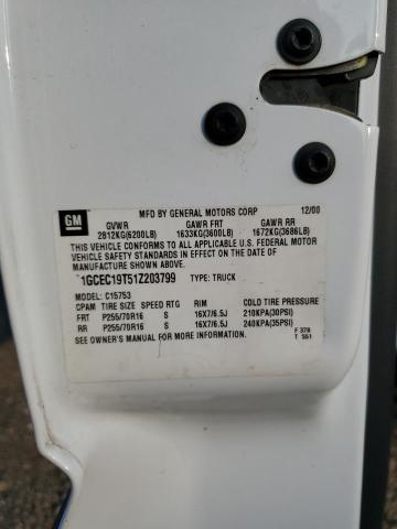 1GCEC19T51Z203799 - 2001 CHEVROLET SILVERADO C1500 Ağ foto 12