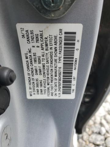 2HGFB2F56CH562716 - 2012 HONDA CIVIC LX SILVER photo 12