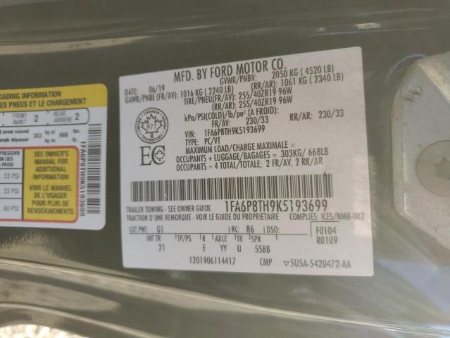 1FA6P8TH9K5193699 - 2019 FORD MUSTANG Чорний фото 13