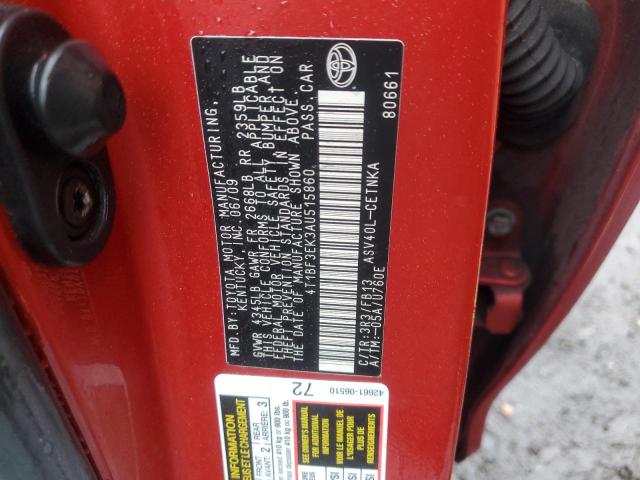 4T1BF3EK3AU515860 - 2010 TOYOTA CAMRY BASE RED photo 12