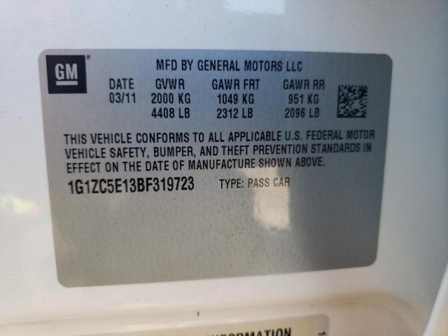 1G1ZC5E13BF319723 - 2011 CHEVROLET MALIBU 1LT WHITE photo 12