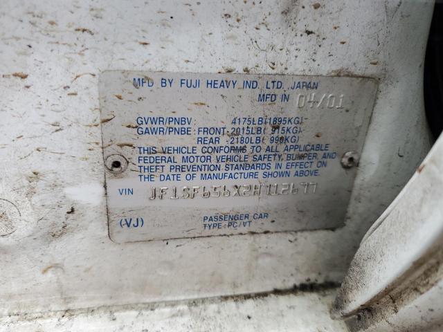 JF1SF656X2H712677 - 2002 SUBARU FORESTER S WHITE photo 12