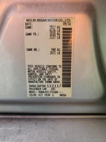 1N4AL3AP3HC122117 - 2017 NISSAN ALTIMA 2.5 银色 照片 12