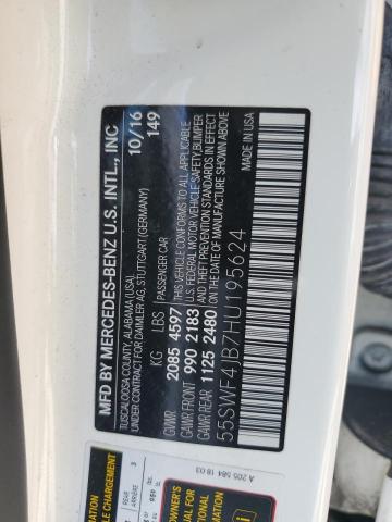 55SWF4JB7HU195624 - 2017 MERCEDES-BENZ C 300 WHITE photo 13