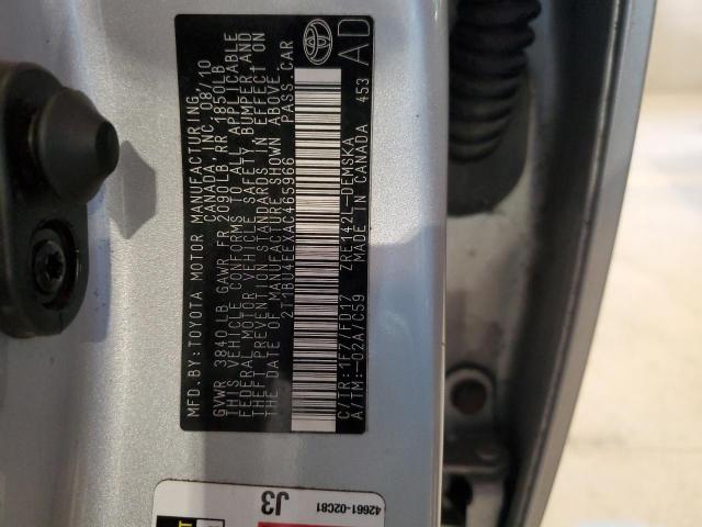 2T1BU4EEXAC465966 - 2010 TOYOTA COROLLA BASE 银色 照片 13