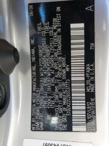 5TDZA22C26S537773 - 2006 TOYOTA SIENNA XLE Күміс фото 13