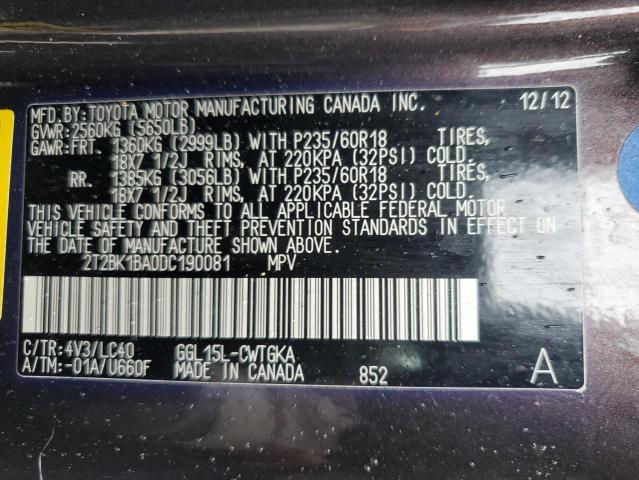 2T2BK1BA0DC190081 - 2013 LEXUS RX 350 BASE 石墨色 照片 13