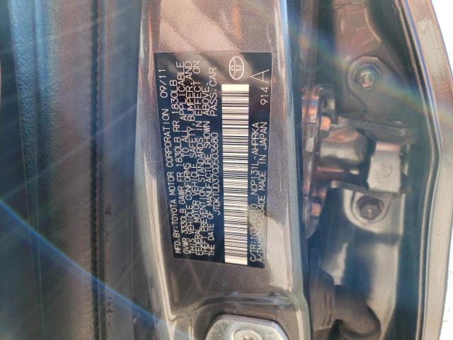 JTDKTUD37CD503680 - 2012 TOYOTA YARIS GRAY photo 12