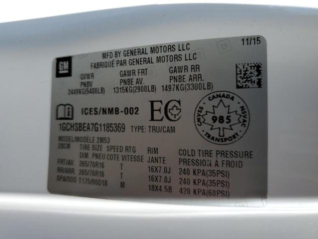 1GCHSBEA7G1185369 - 2016 CHEVROLET COLORADO WHITE photo 12