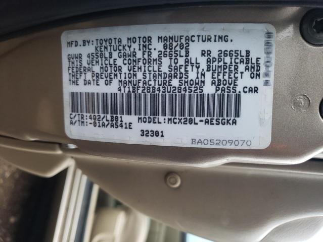 4T1BF28B43U284525 - 2003 TOYOTA AVALON XL BEIGE photo 12