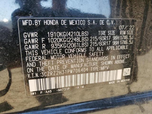 3CZRZ2H31PM706404 - 2023 HONDA HR-V LX Schwarz Foto 12