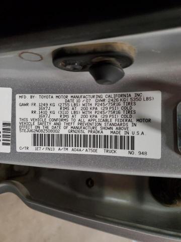 5TEJU62N08Z508002 - 2008 TOYOTA TACOMA DOUBLE CAB PRERUNNER SILVER photo 12