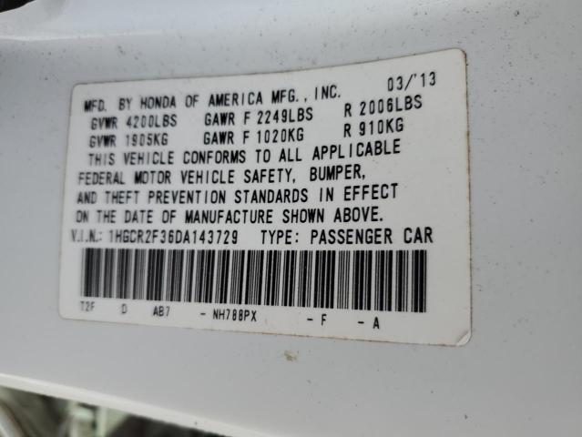 1HGCR2F36DA143729 - 2013 HONDA ACCORD LX WHITE photo 12