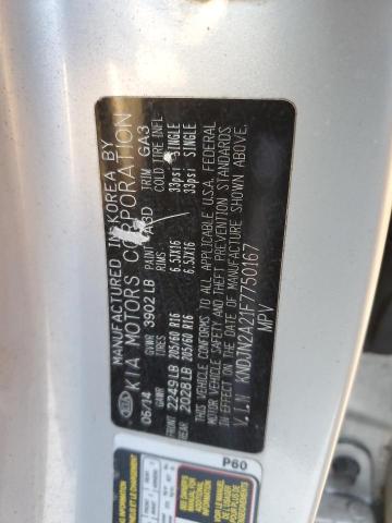 KNDJN2A21F7750167 - 2015 KIA SOUL SILVER photo 12