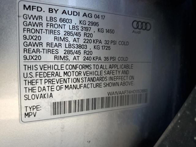 WA1VAAF74HD053683 - 2017 AUDI Q7 PRESTIGE فضي صورة 13