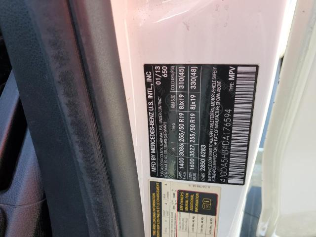 4JGDA5HB4DA176594 - 2013 MERCEDES-BENZ ML 350 4MATIC WHITE photo 13