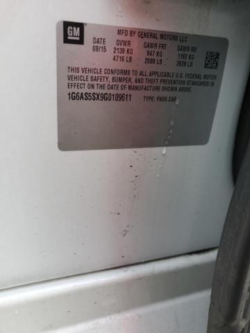 1G6AS5SX9G0109611 - 2016 CADILLAC CTS PERFORMANCE COLLECTION თეთრი ფოტო 12