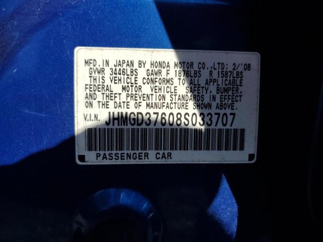 JHMGD37608S033707 - 2008 HONDA FIT SPORT Көк фото 12