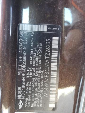 WMWMF3C51ATZ26235 - 2010 MINI COOPER بني صورة 12