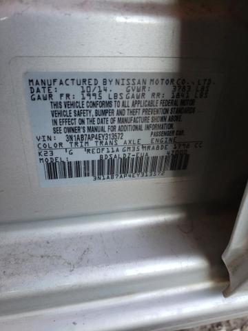 3N1AB7AP4EY313572 - 2014 NISSAN SENTRA S SILVER photo 12