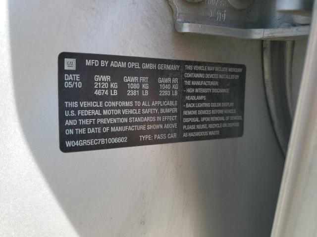 W04GR5EC7B1006602 - 2011 BUICK REGAL CXL SILVER photo 12