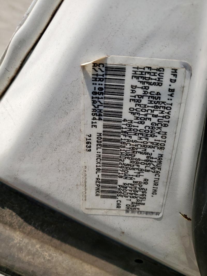 4T1BF18B1WU229710 - 1998 TOYOTA AVALON XL WHITE photo 12