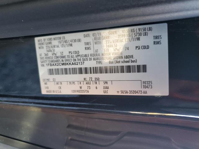 1FBAX2CM8KKA62137 - 2019 FORD TRANSIT T-350 黑色 照片 14