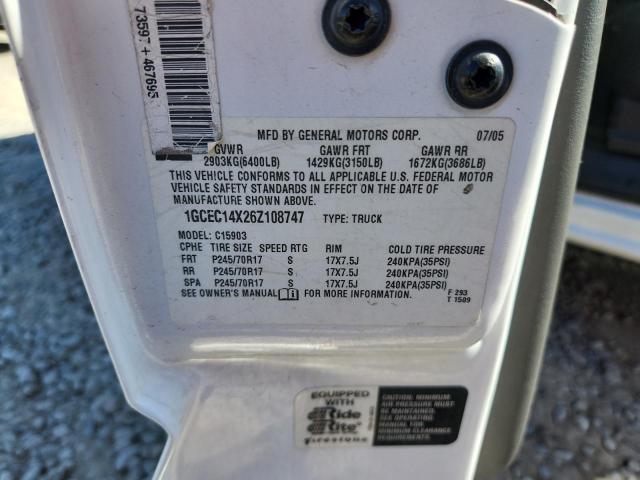 1GCEC14X26Z108747 - 2006 CHEVROLET SILVERADO C1500 თეთრი ფოტო 12