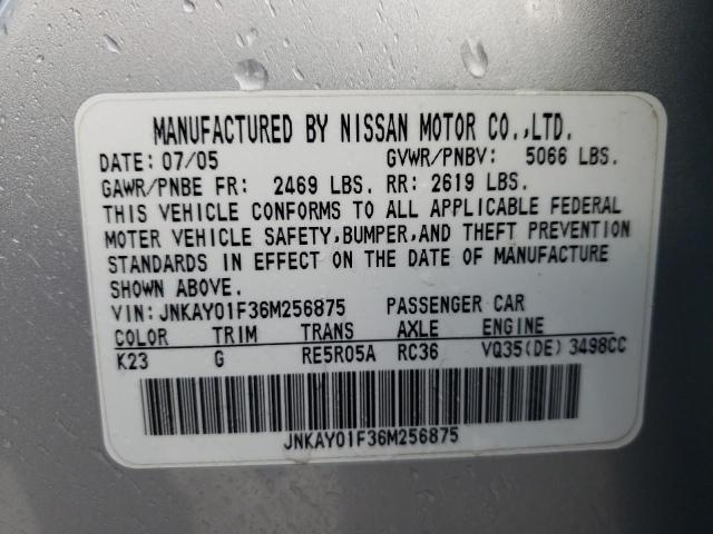 JNKAY01F36M256875 - 2006 INFINITI M35 BASE SILVER photo 12