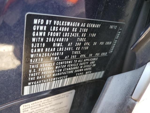 WVGAV7AX3DW549233 - 2013 VOLKSWAGEN TIGUAN S ლურჯი ფოტო 12