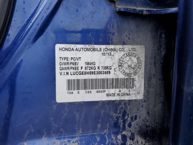 LUCGE8H59E3003589 - 2014 HONDA FIT LX BLUE photo 12