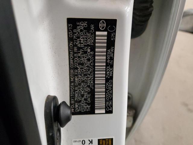 JTDKN3DU7D1670718 - 2013 TOYOTA PRIUS WHITE photo 12