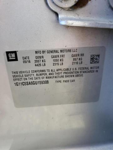 1G11C5SA6GU159308 - 2016 CHEVROLET MALIBU LIM LT 银色 照片 12