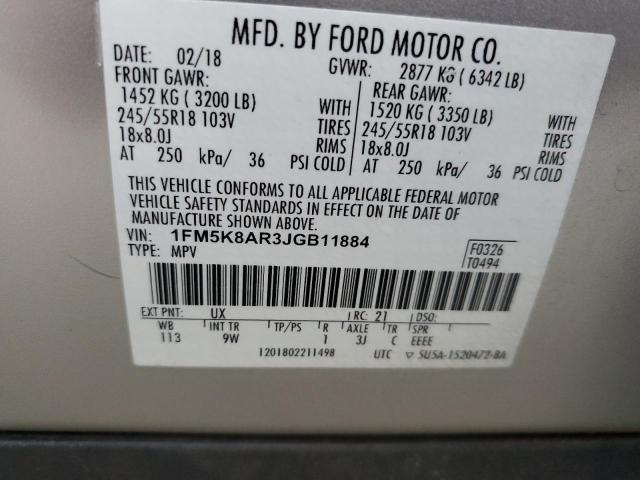 1FM5K8AR3JGB11884 - 2018 FORD EXPLORER POLICE INTERCEPTOR 银色 照片 13