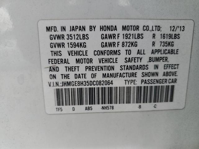 JHMGE8H35DC082064 - 2013 HONDA FIT თეთრი ფოტო 12