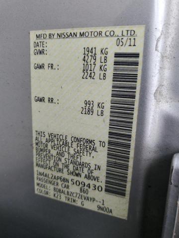 1N4AL2AP6BN509430 - 2011 NISSAN ALTIMA BASE Արծաթագույն լուսանկար 12
