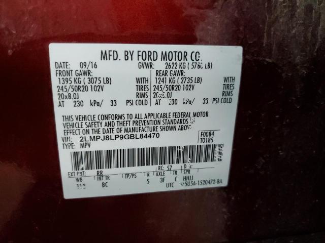 2LMPJ8LP9GBL84470 - 2016 LINCOLN MKX RESERVE RED photo 12