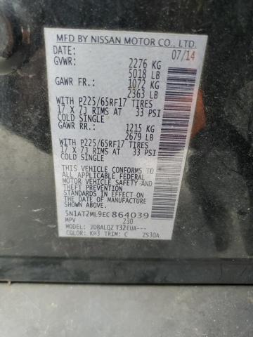 5N1AT2ML9EC864039 - 2014 NISSAN ROGUE S შავი ფოტო 13