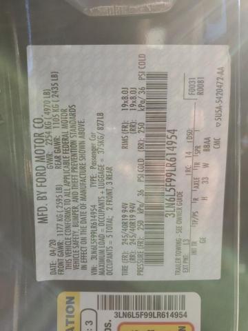 3LN6L5F99LR614954 - 2020 LINCOLN MKZ RESERVE შავი ფოტო 12