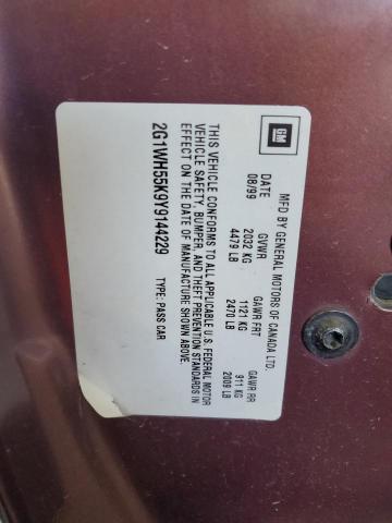 2G1WH55K9Y9144229 - 2000 CHEVROLET IMPALA LS BROWN photo 12