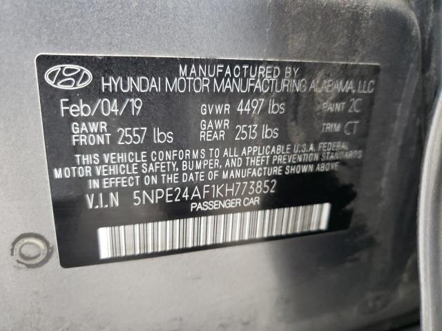 5NPE24AF1KH773852 - 2019 HYUNDAI SONATA SE GRAY photo 12