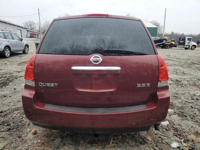 5N1BV28U79N108320 - 2009 NISSAN QUEST S BURGUNDY photo 6