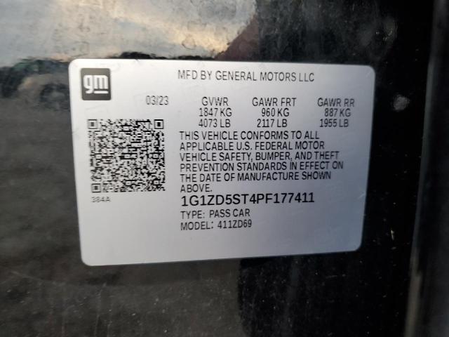 1G1ZD5ST4PF177411 - 2023 CHEVROLET MALIBU LT Қара фото 12