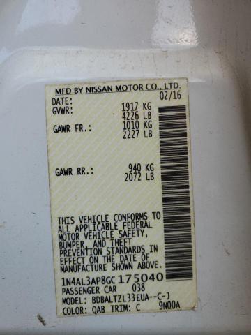 1N4AL3AP8GC175040 - 2016 NISSAN ALTIMA 2.5 白色 照片 13