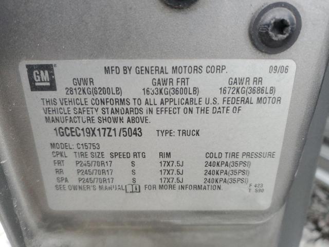 1GCEC19X17Z175043 - 2007 CHEVROLET SILVERADO C1500 CLASSIC Boz foto 12