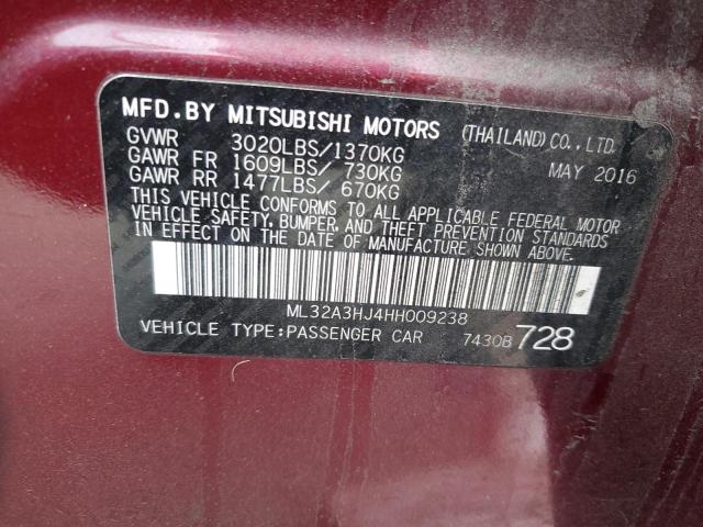 ML32A3HJ4HH009238 - 2017 MITSUBISHI MIRAGE ES MAROON photo 12